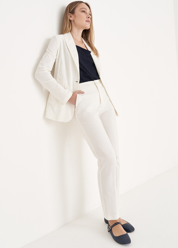 Viscose bengaline suit with trousers with pockets BIANCO WHITE Woman null