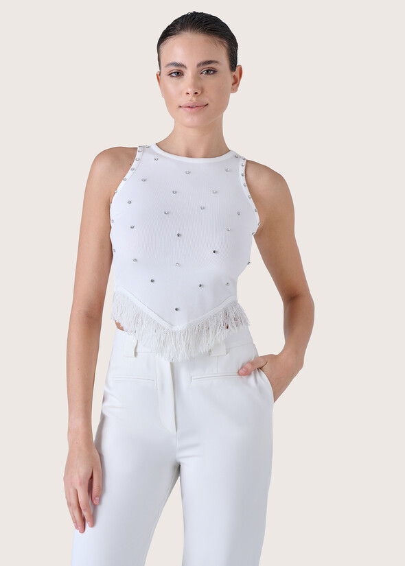 Top Tanya in cotone BIANCO WHITE Donna null