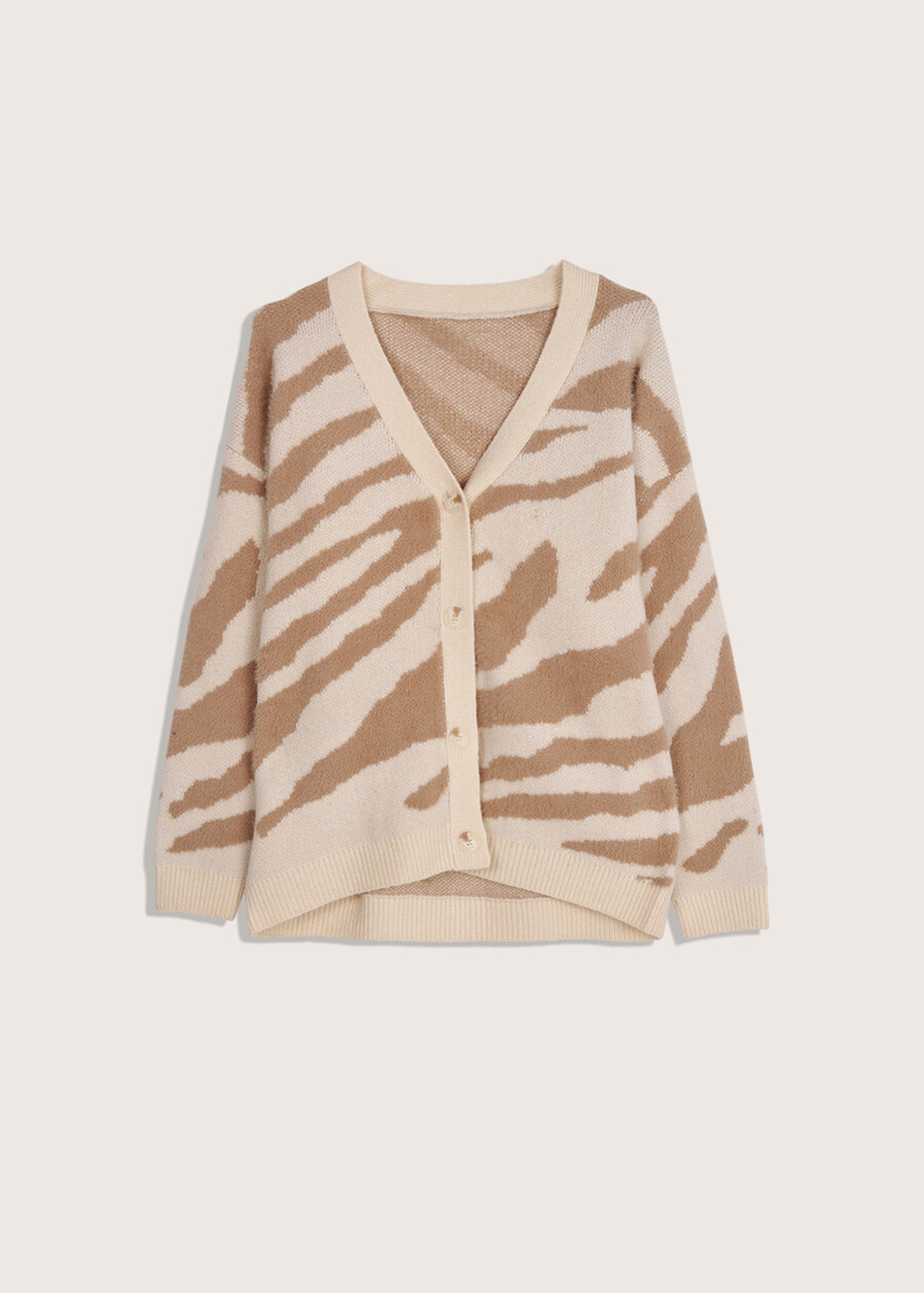 Century eco-fur cardigan BEIGE Woman , image number 4