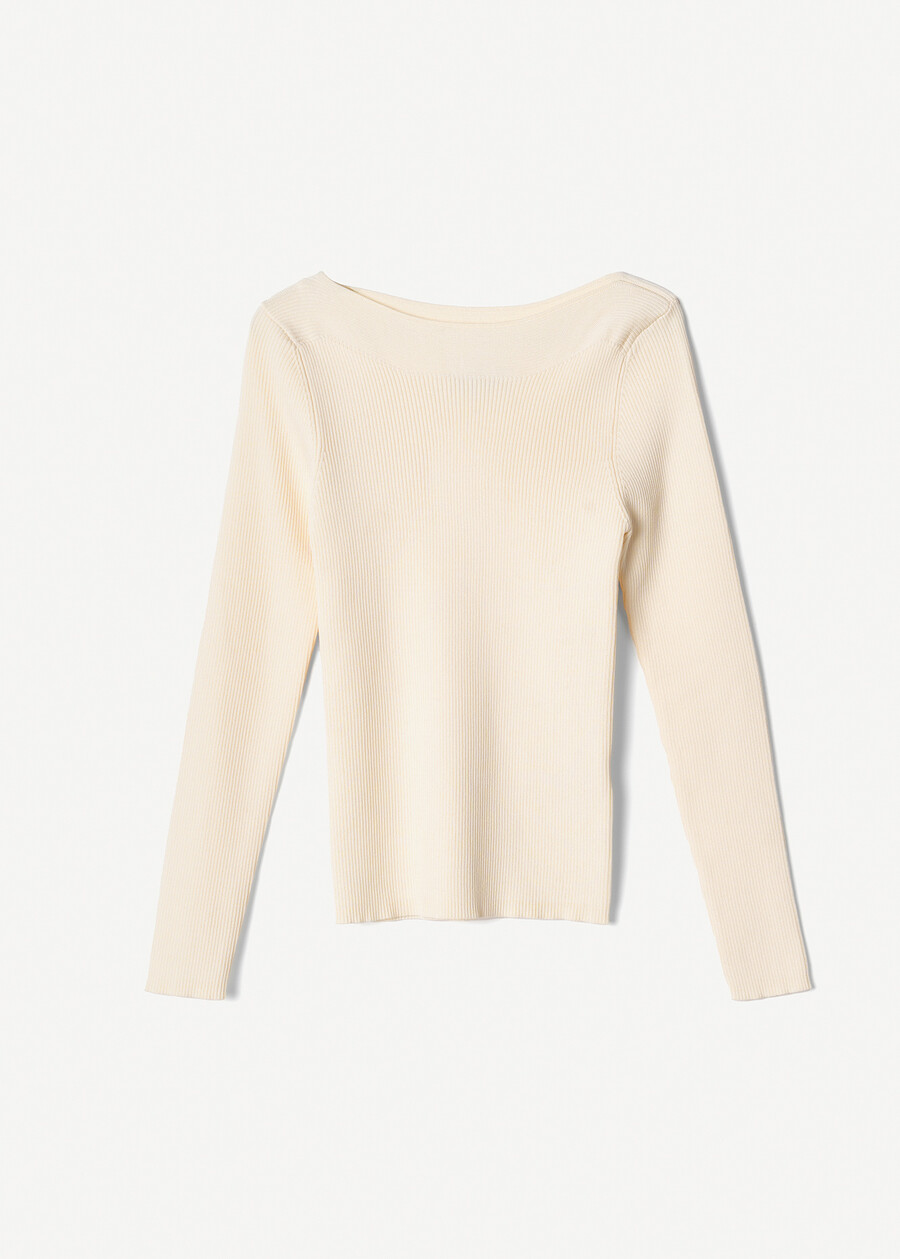 Meggy ribbed knit top BEIGE LATTE Woman , image number 4
