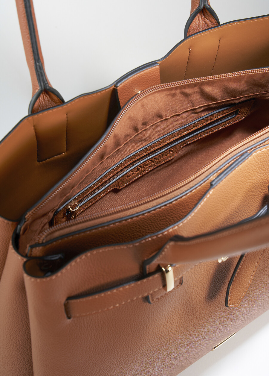 Brenda eco-leather shopping bag MARRONE Woman , image number 3