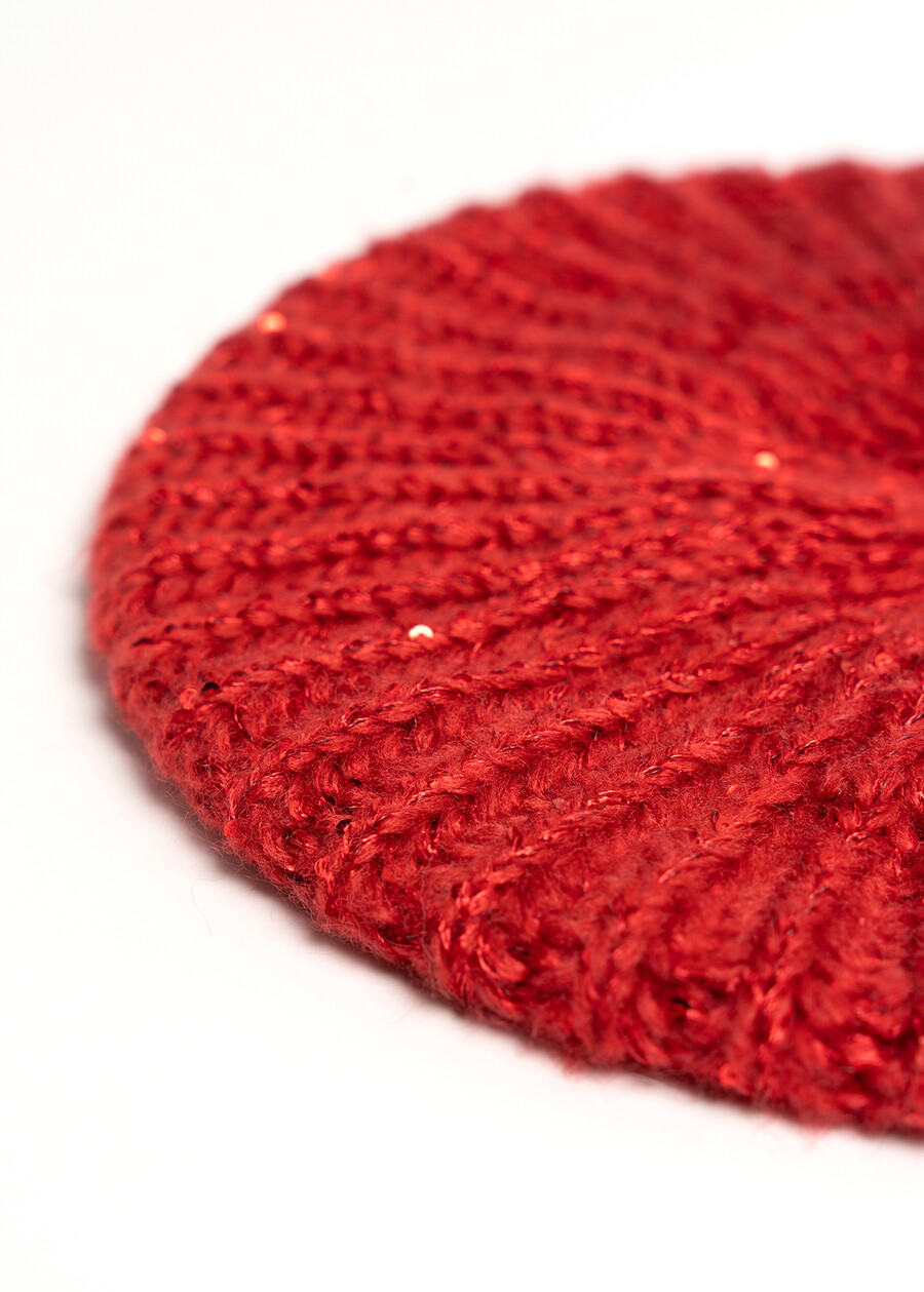 Carole beret with sequins ROSSO Woman , image number 2