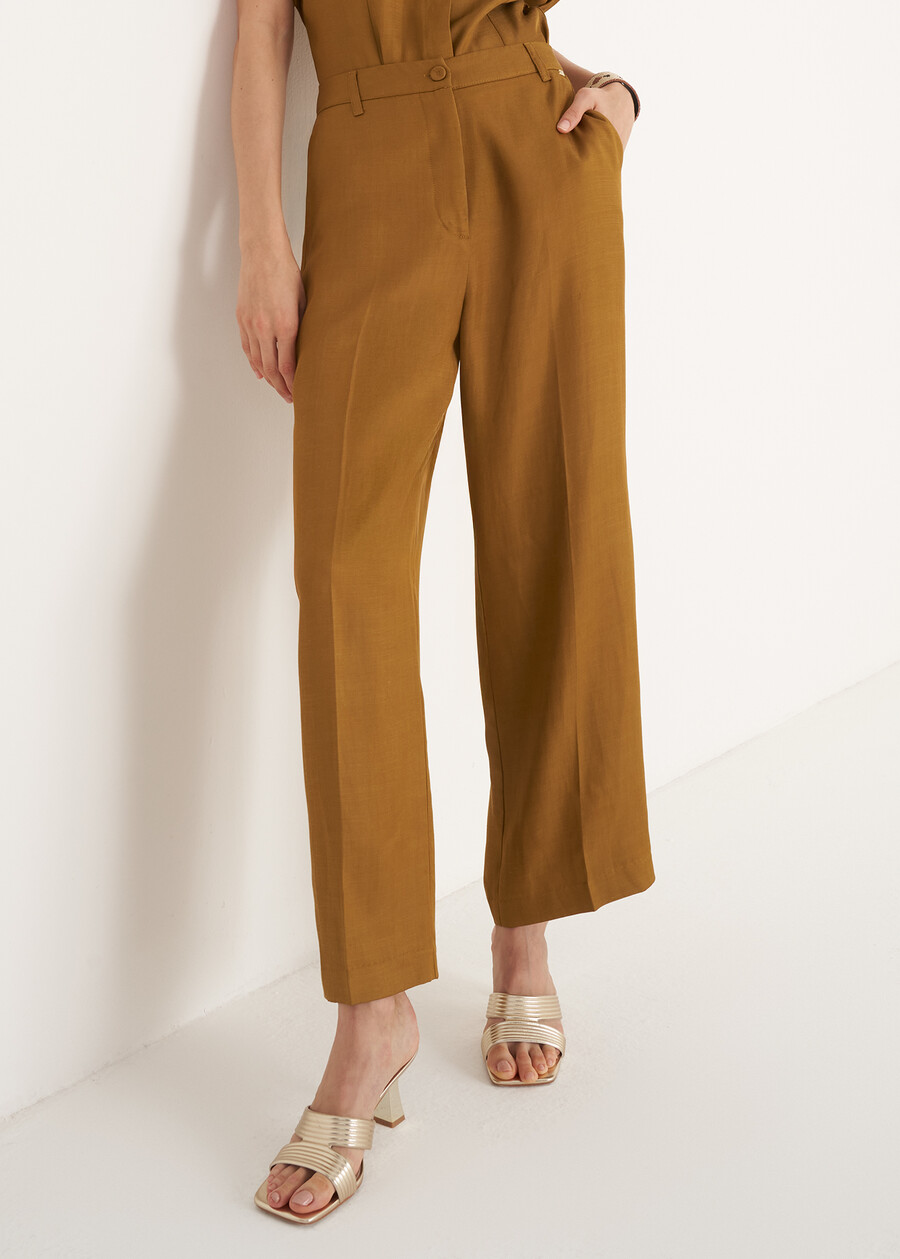 Pantaloni Paolo In Misto Lino VERDE OLIO Donna , immagine n. 4