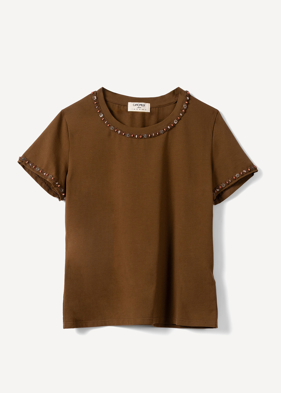 Serena T-shirt with bead detailing MARRONE Woman , image number 5