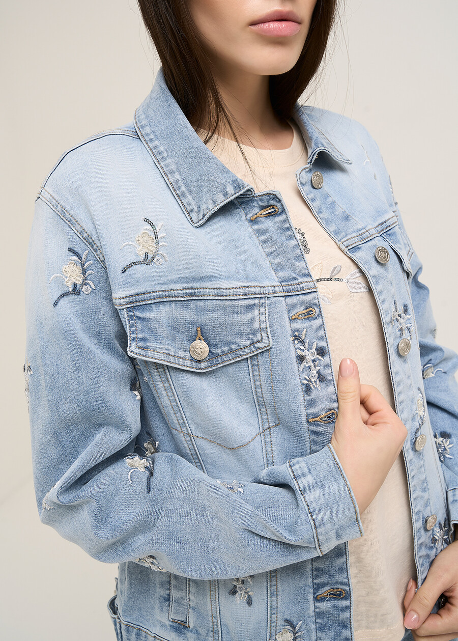 Giubbino Grey applicazioni DENIM MEDIUM DENIM Donna , immagine n. 3