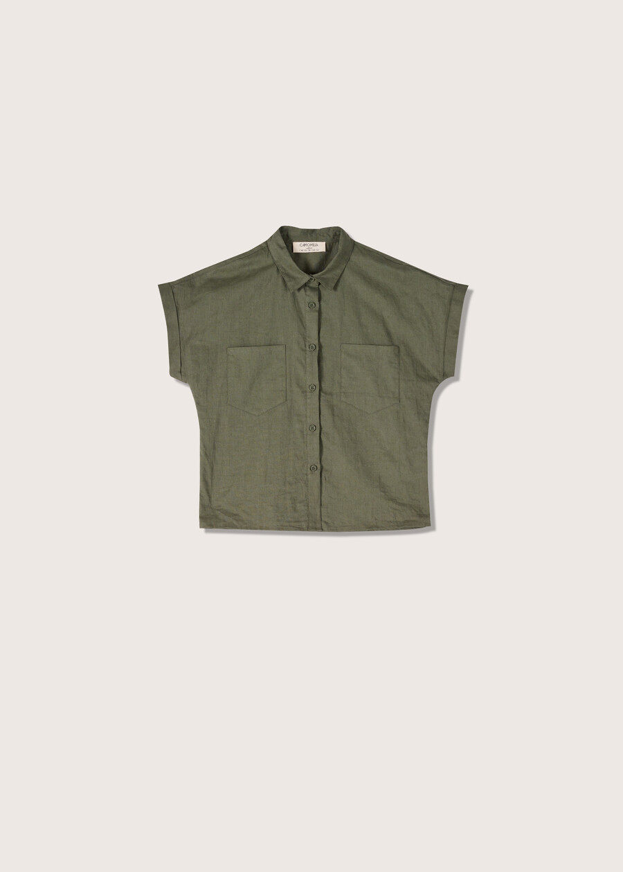 Caroline linen and cotton blend shirt VERDE TIMOBLU AVION Woman , image number 5