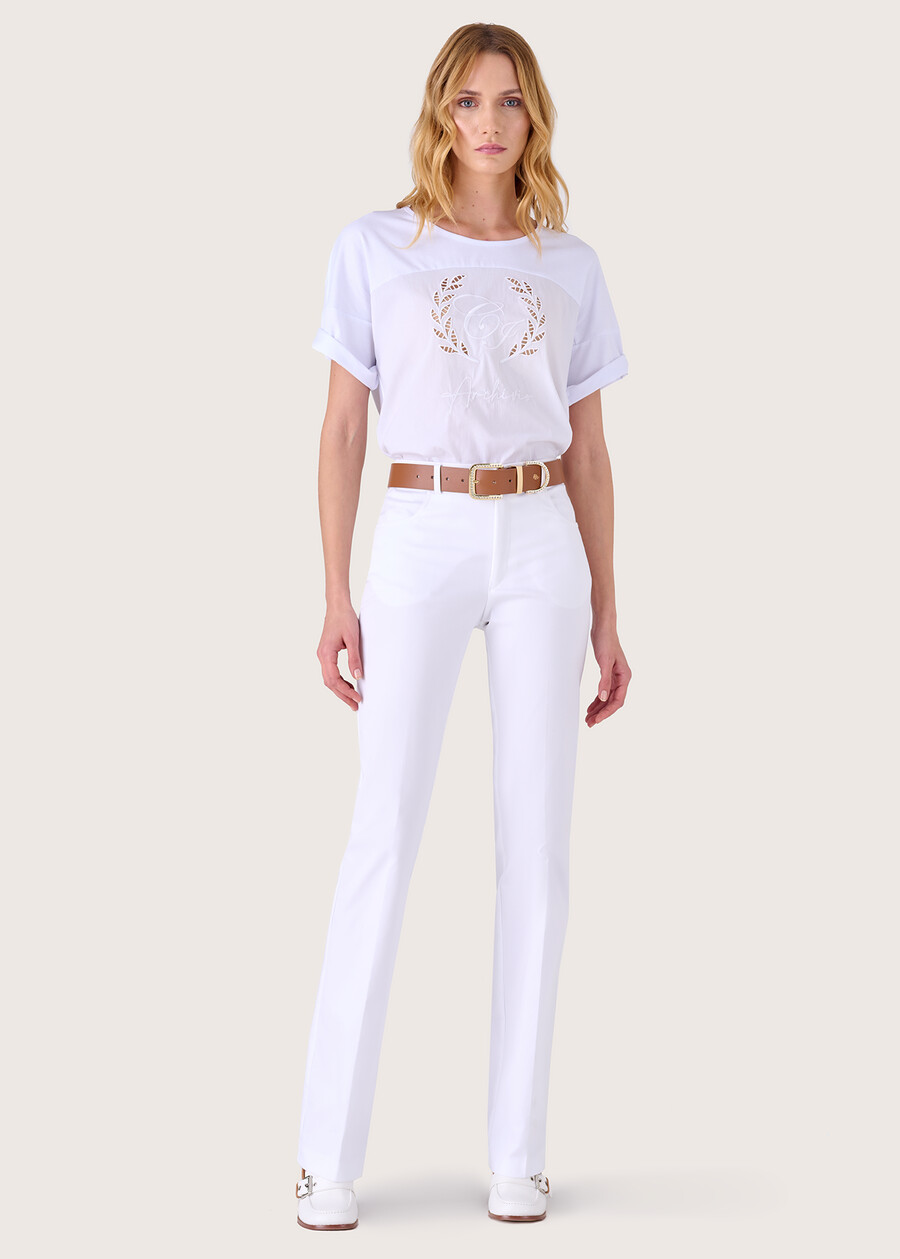 Pantalone Cindy in cotone BIANCO Donna , immagine n. 1