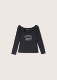 Stick T-shirt with strass NERO BLACK Woman image number 4