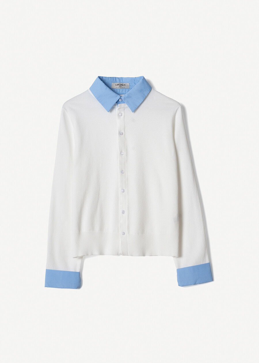 Crazy cardigan with shirt detail BLUBIANCO WHITE Woman , image number 5