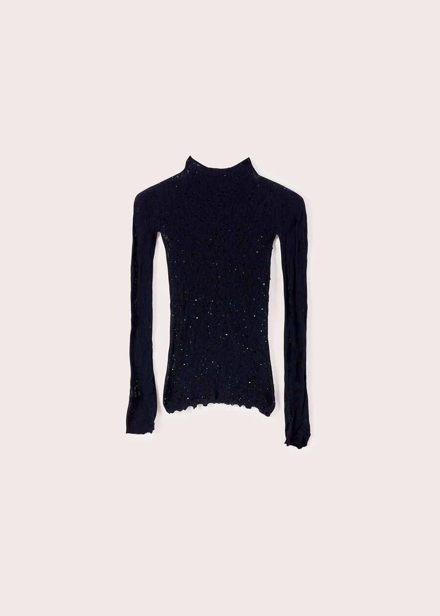 Maglia Seduction con trama animalier NERO BLACK Donna , immagine n. 4