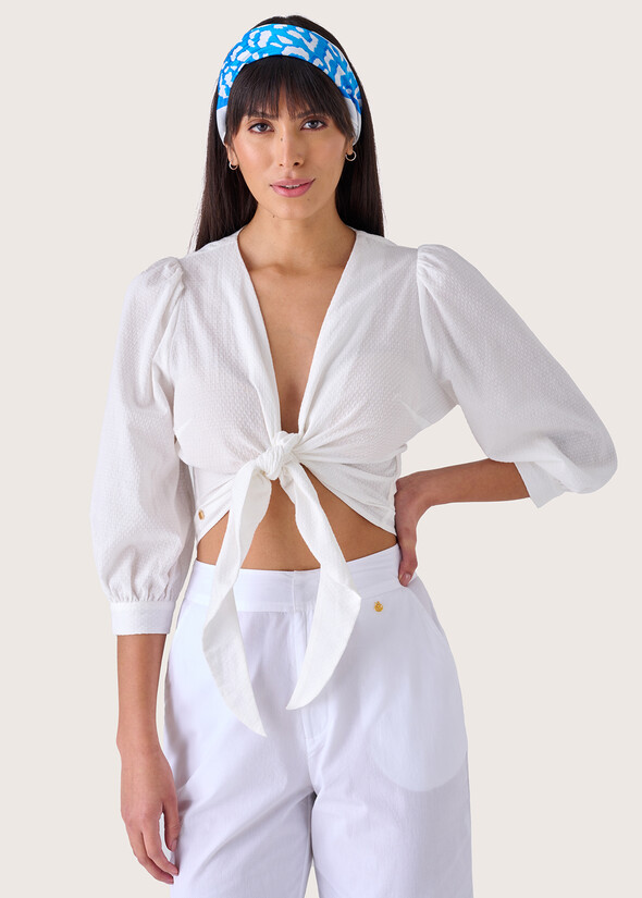 Blusa aperta Sharyl 100% cotone BIANCO Donna null