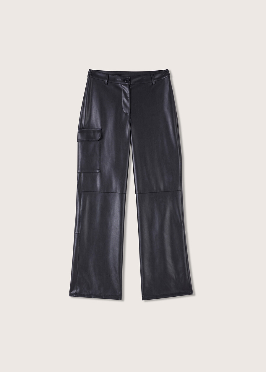 Paige eco-leather cargo trousers NERO BLACK Woman , image number 6