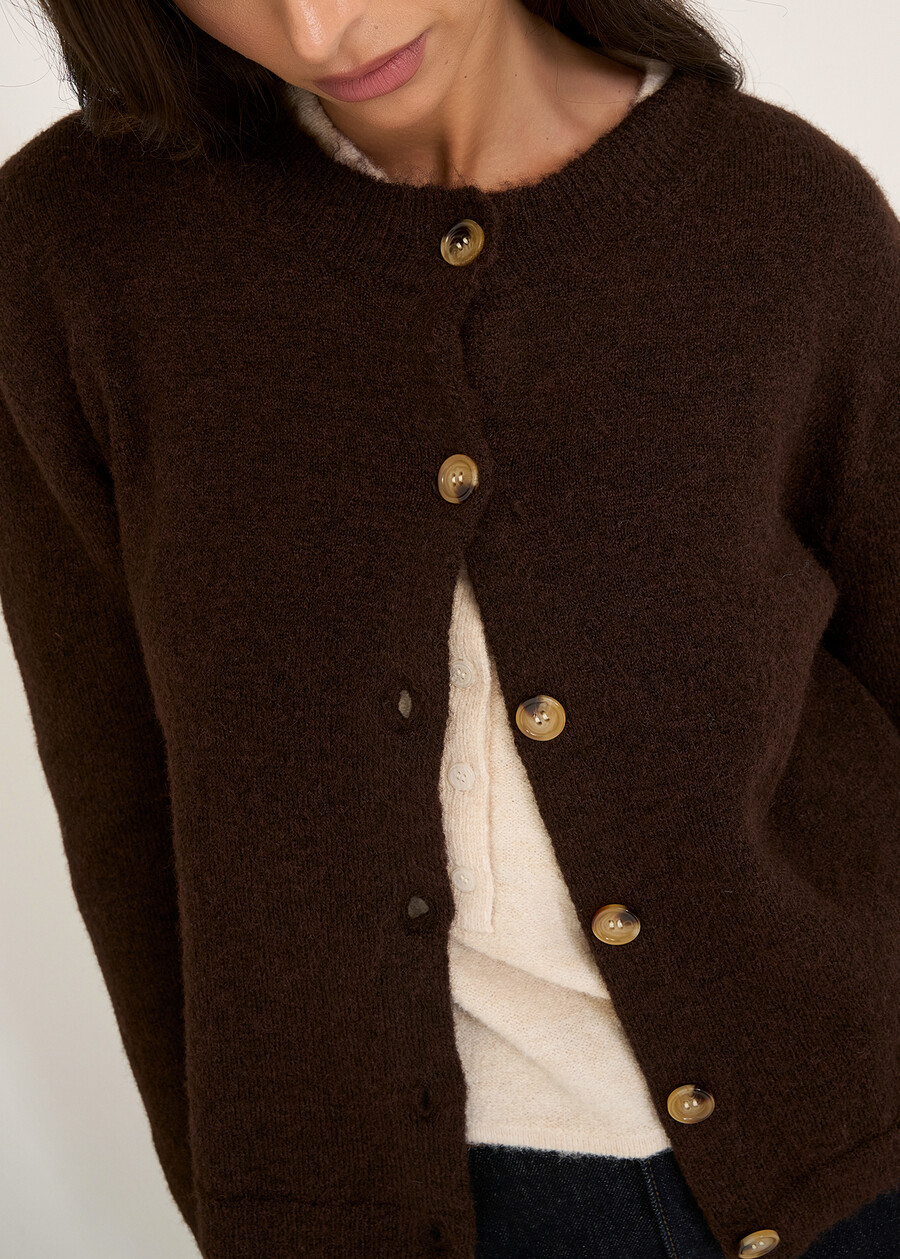Cardigan Condor scollo tondo GRIGIO MEDIUM GREYMARRONE Donna , immagine n. 2