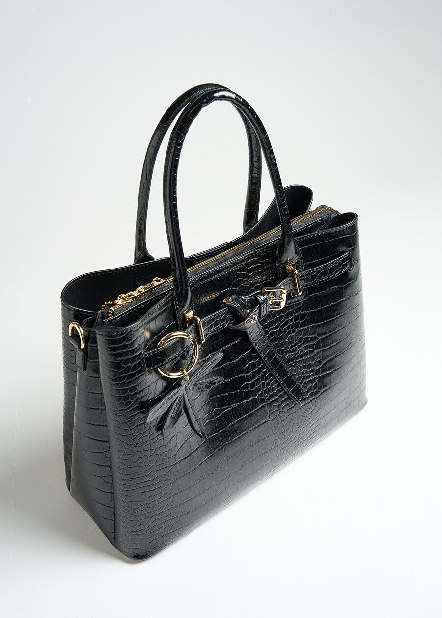 Brest croc-effect shopper bag MARRONENERO Woman , image number 2