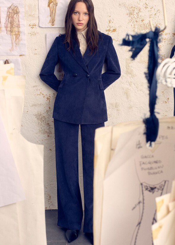 Pantalone Giorgia in velluto BLUE OLTREMARE Donna null