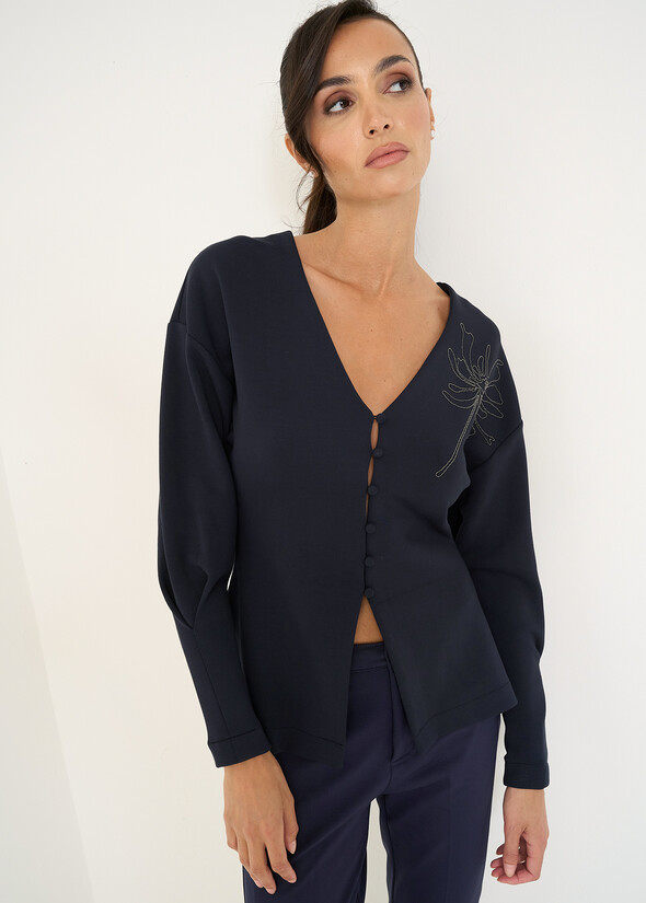 T-shirt effetto giacca in scuba BLU Donna null