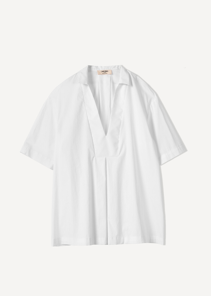 Blusa Claid in cotone con piegone BIANCO WHITE Donna , immagine n. 5