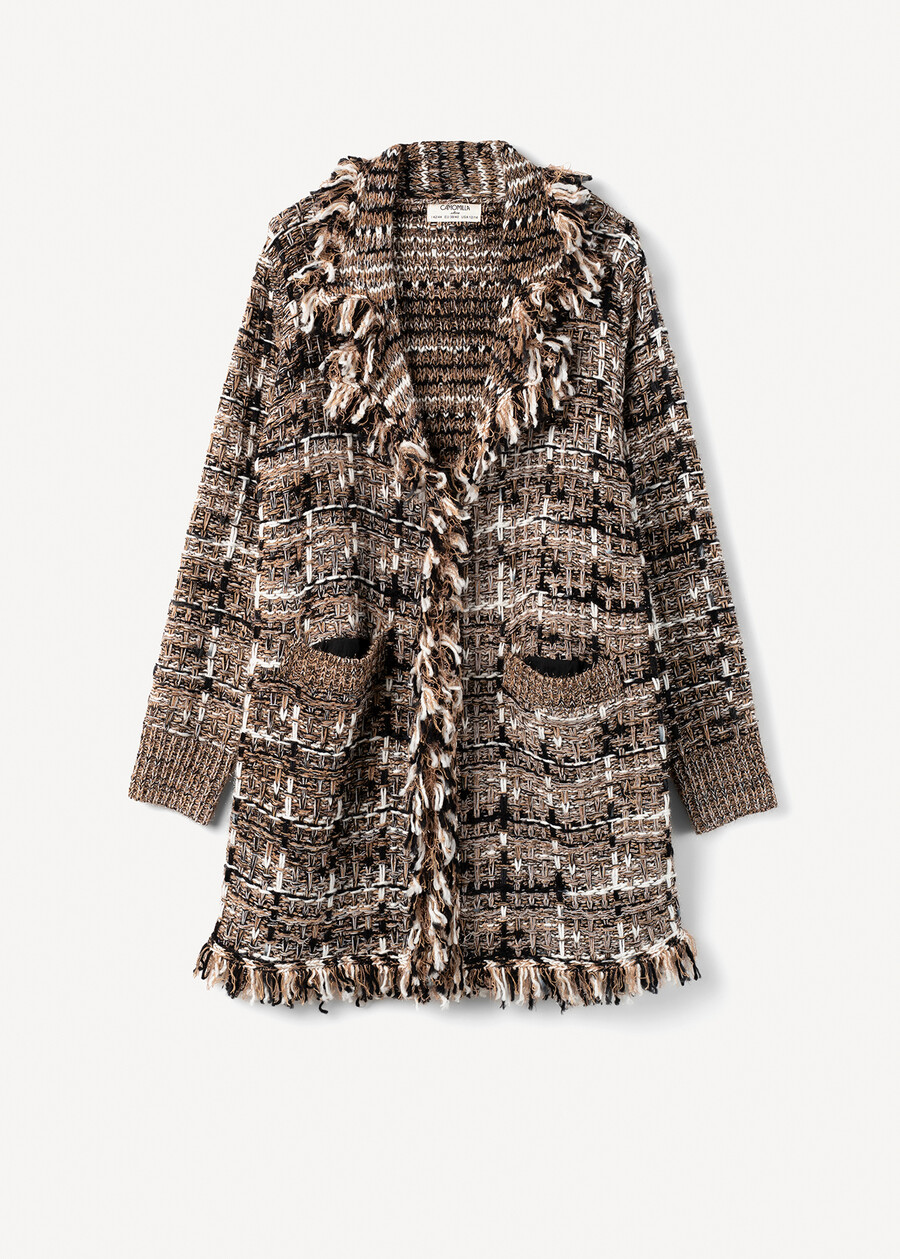 Cardigan Cardi in tweed effetto chenille NERO BLACKNERO BLACK Donna , immagine n. 5