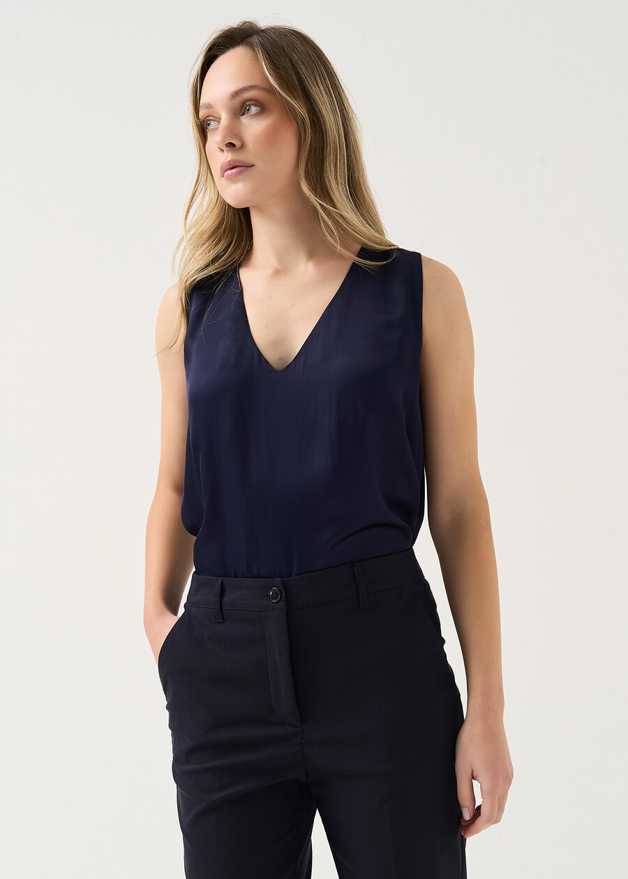 Top Tailer in viscosa con merletto VERDEBLU Donna , immagine n. 1