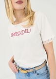 Summer T-shirt with lace and beads BIANCO WHITE Woman image number 2