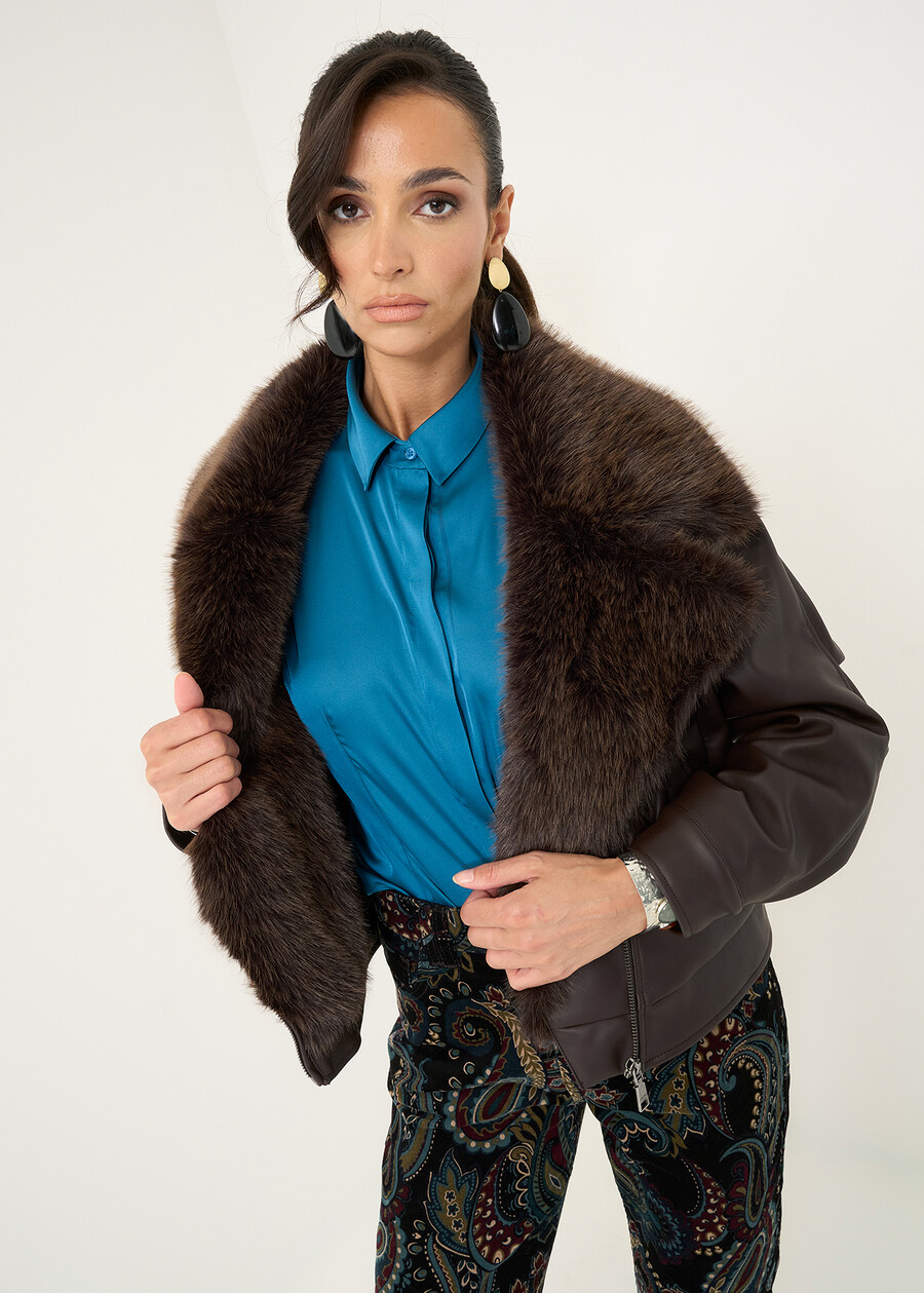 Giacca biker Gilbert in ecopelle MARRONE Donna , immagine n. 3