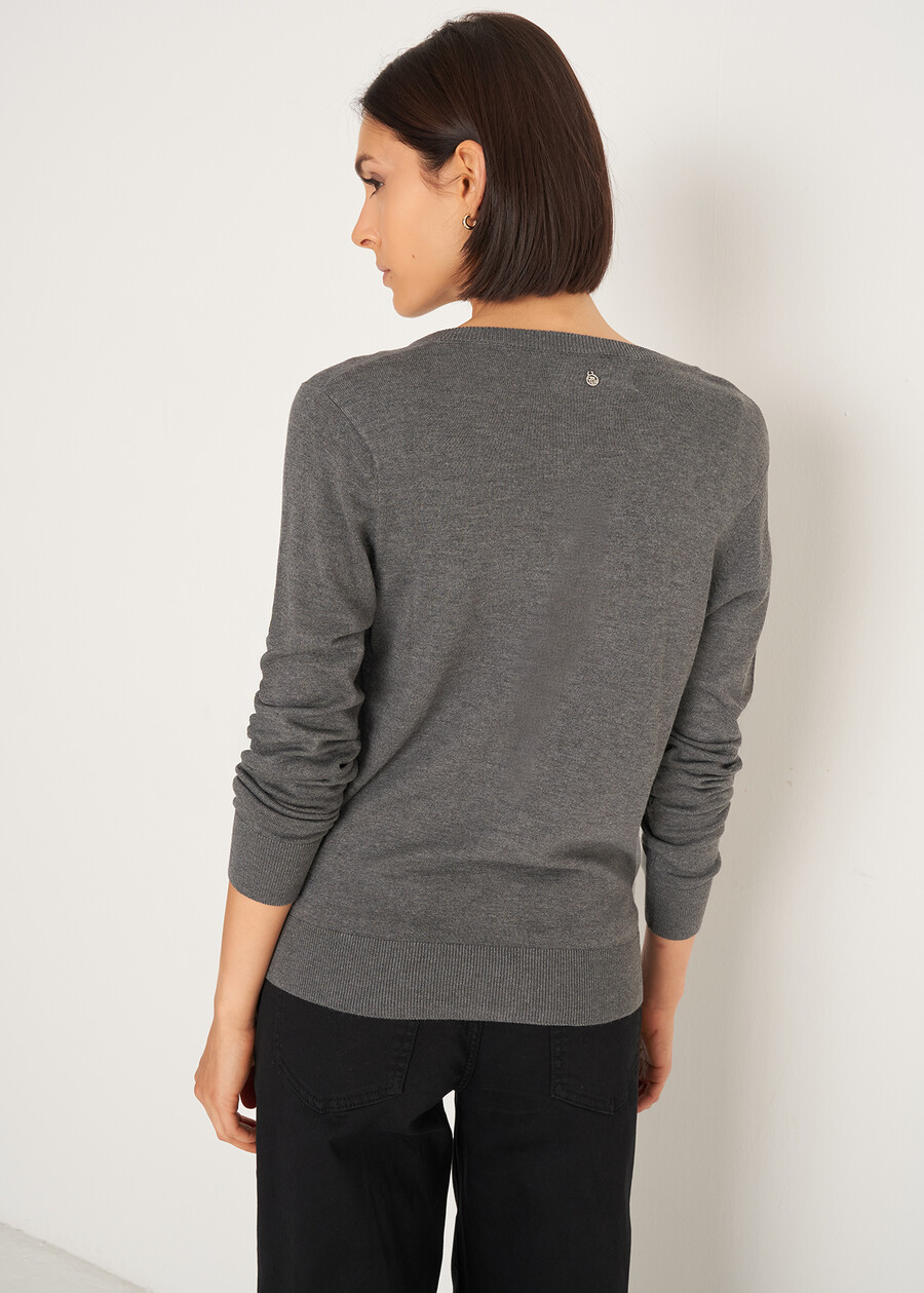 Cardigan Cristal girocollo BLU MIDNIGHTGRIGIO DARK GREY Donna , immagine n. 3