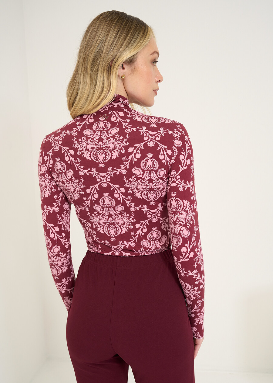 T-shirt Stef collo alto stampata ROSSO BORDEAUX Donna , immagine n. 3