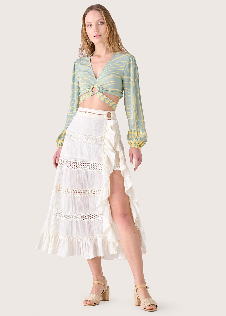 Gonna lunga Giada 100% cotone BIANCO Donna , immagine n. 1