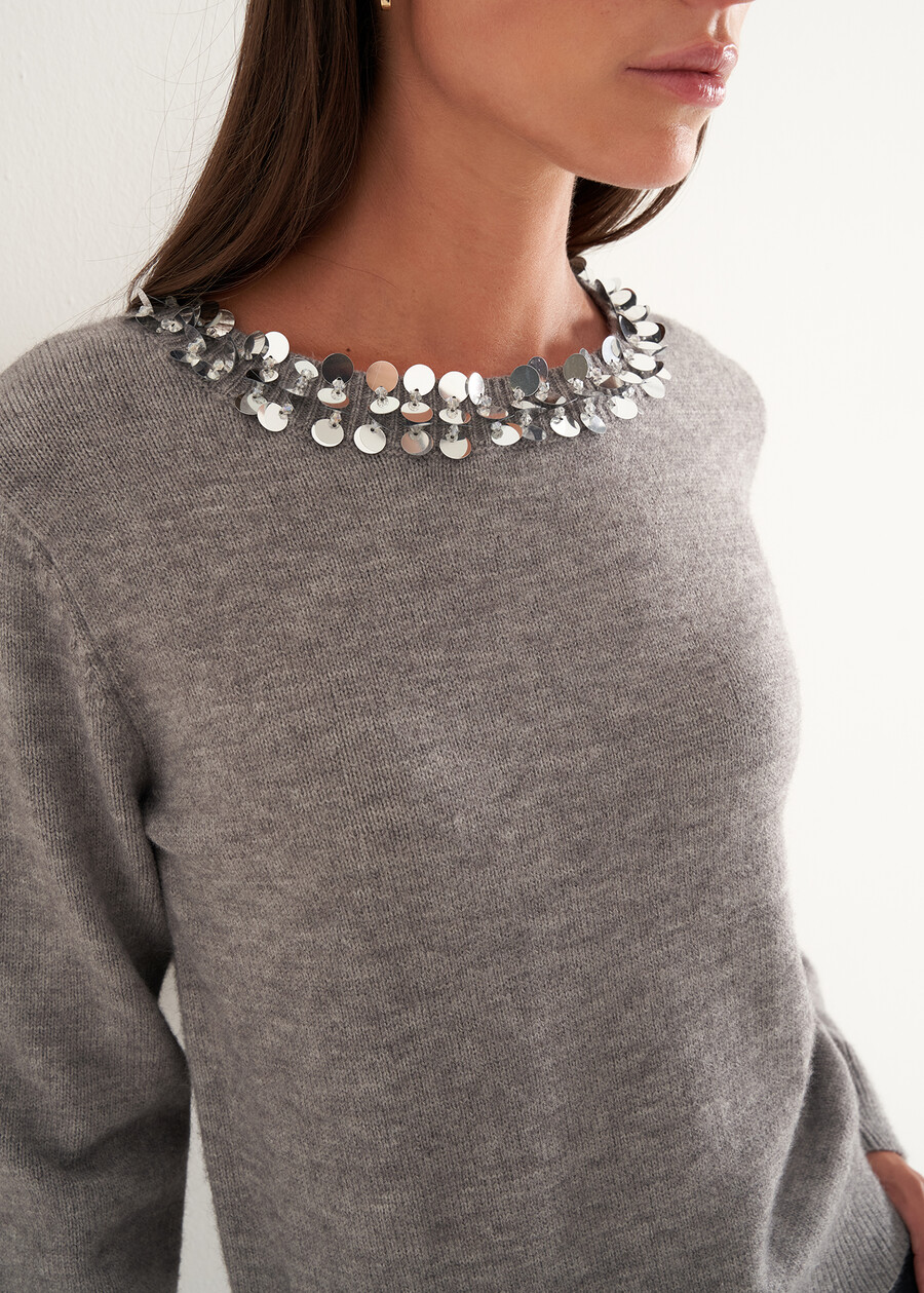 Marlie sweater with sequins GRIGIO CENERE Woman , image number 2