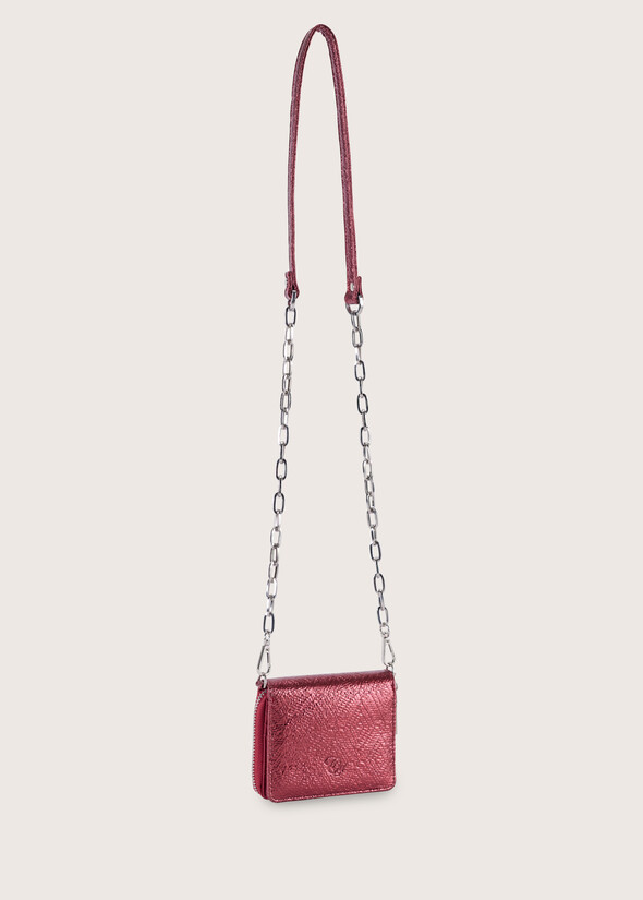Pumo wallet with shoulder strap GRIGIO GUN METALROSSO PAPAVERO Woman null