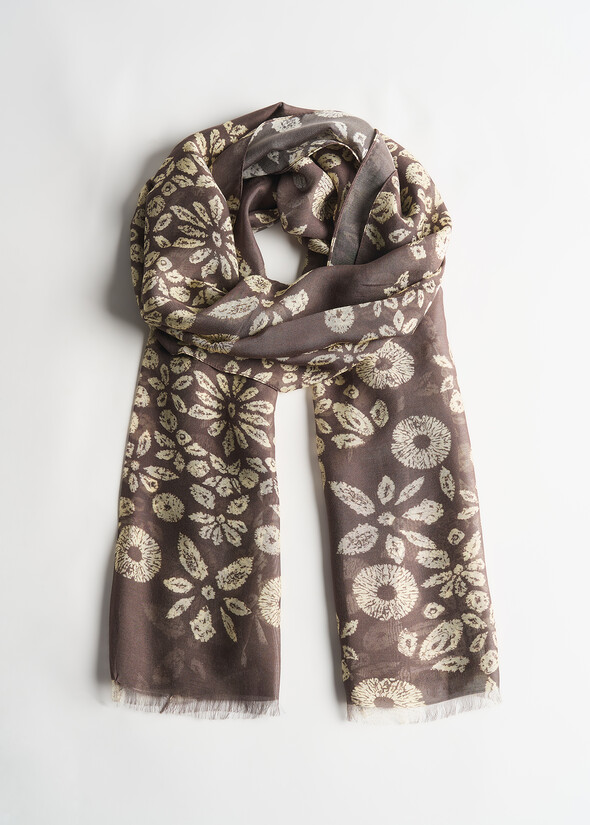 Sciarpa Sibyl con fiori stilizzati MARRONE Donna null