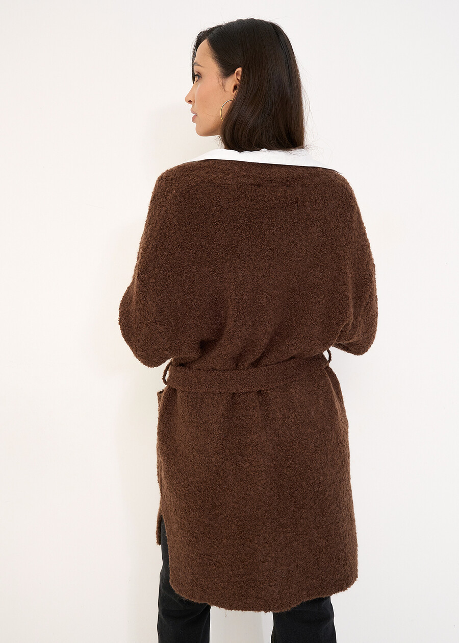 Cardigan lungo Carlie con cintura MARRONE Donna , immagine n. 3