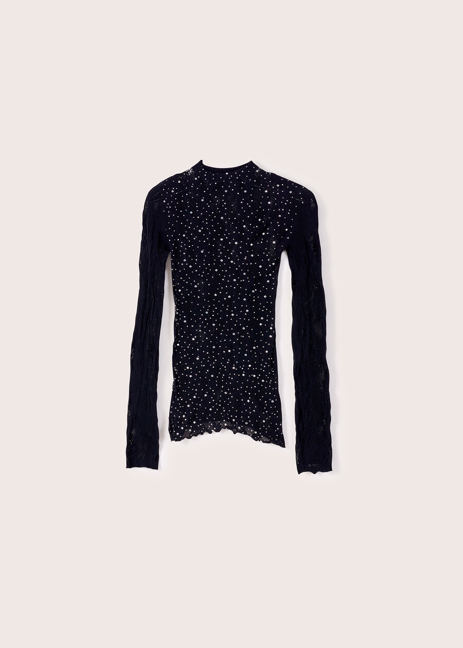 Maglia Star con pizzo e strass NERO BLACK Donna , immagine n. 5