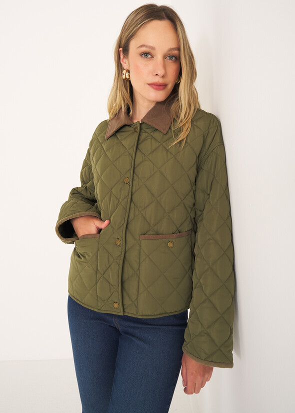 Glossy quilted jacket VERDE ALGA Woman null