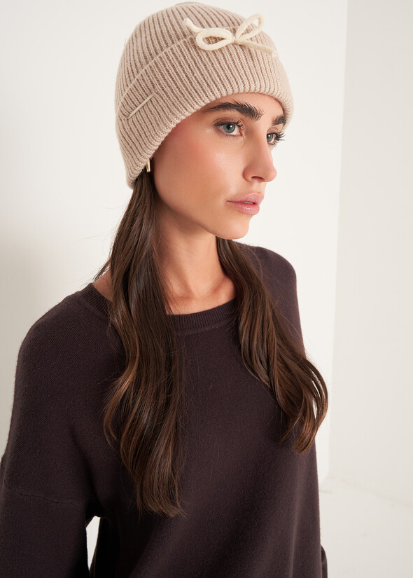 Cuffia Cladys con fiocco a contrasto Cuffia Cladys con fiocco a contrasto BEIGE GREIGE Donna null