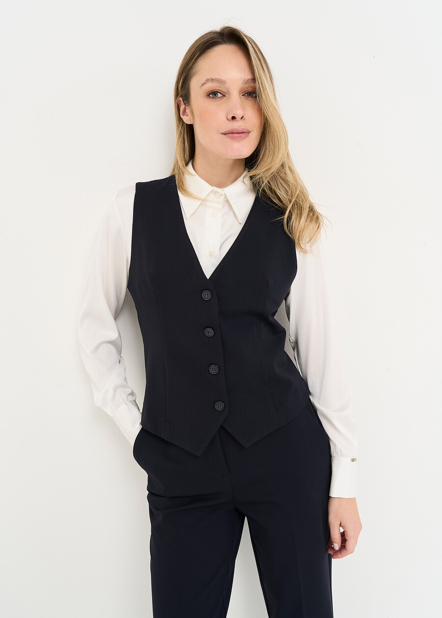 Gilles vest in polyviscose BLUGRIGIO TORTORA Woman , image number 1