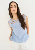 Tiziano cotton blend top with lace BLU AVION Woman image number 1