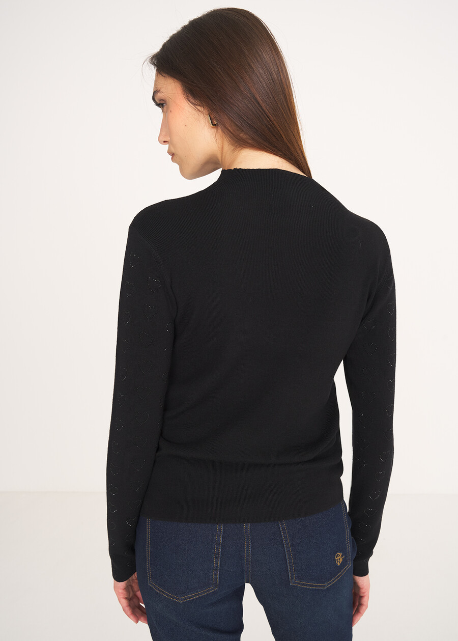Marsh sweater with rhinestone hearts NERO BLACK Woman , image number 3