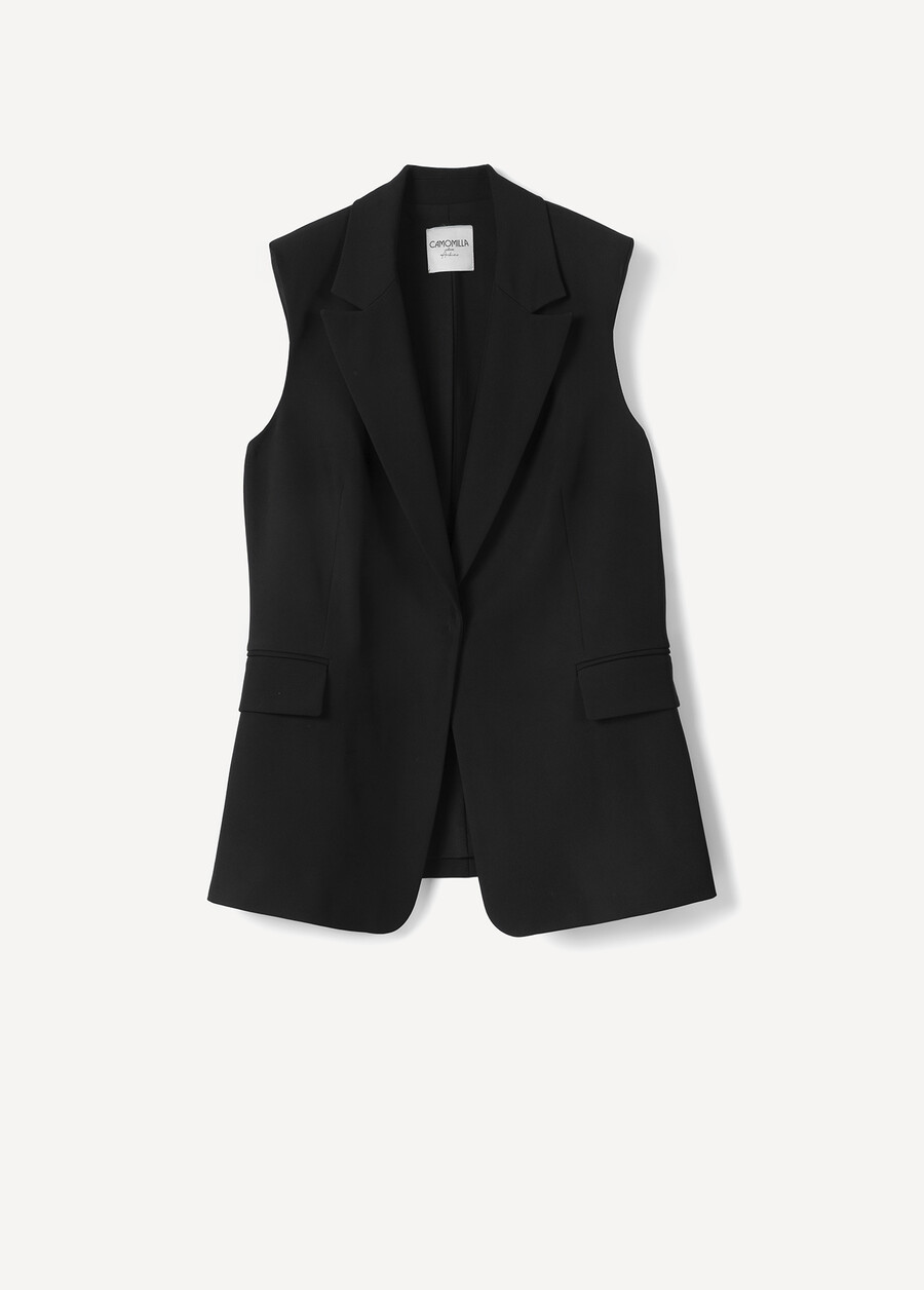 Gilet Gile Monopetto Con Tasche BIANCO WHITENERO BLACK Donna , immagine n. 5