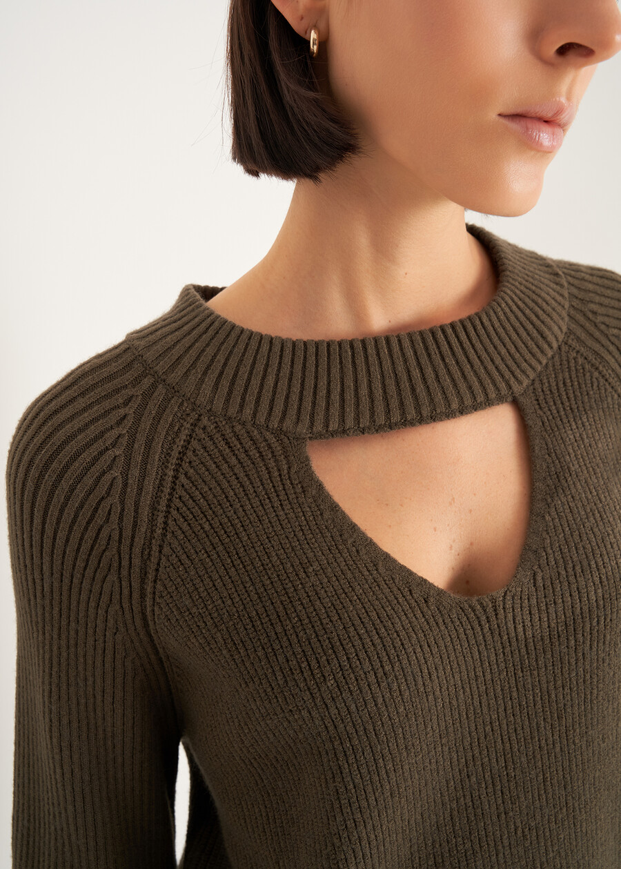 Marcella round-neck sweater VERDE ALGAMARRONE TERRA Woman , image number 3