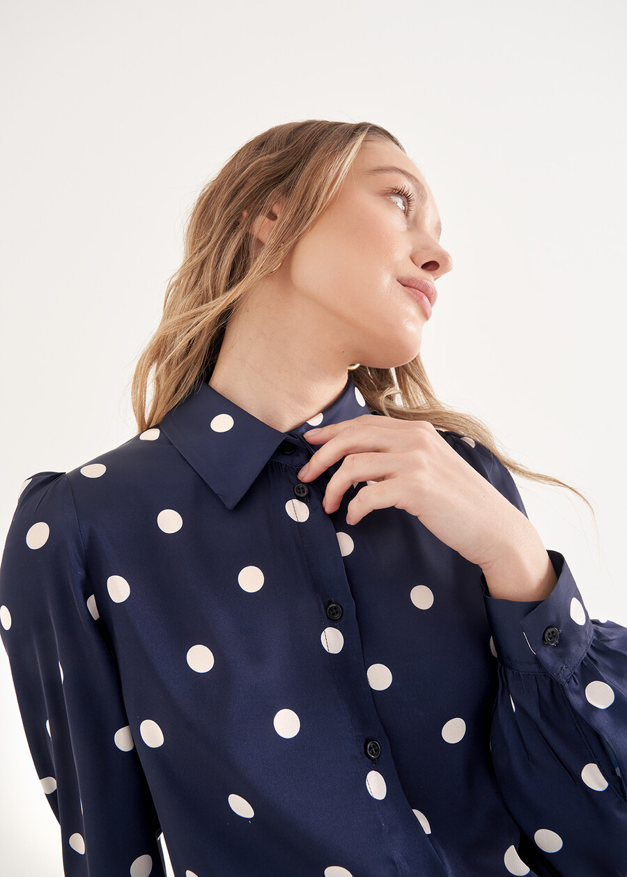 Camicia Alessia-T Pois Satinata BLU NAVY Donna , immagine n. 2
