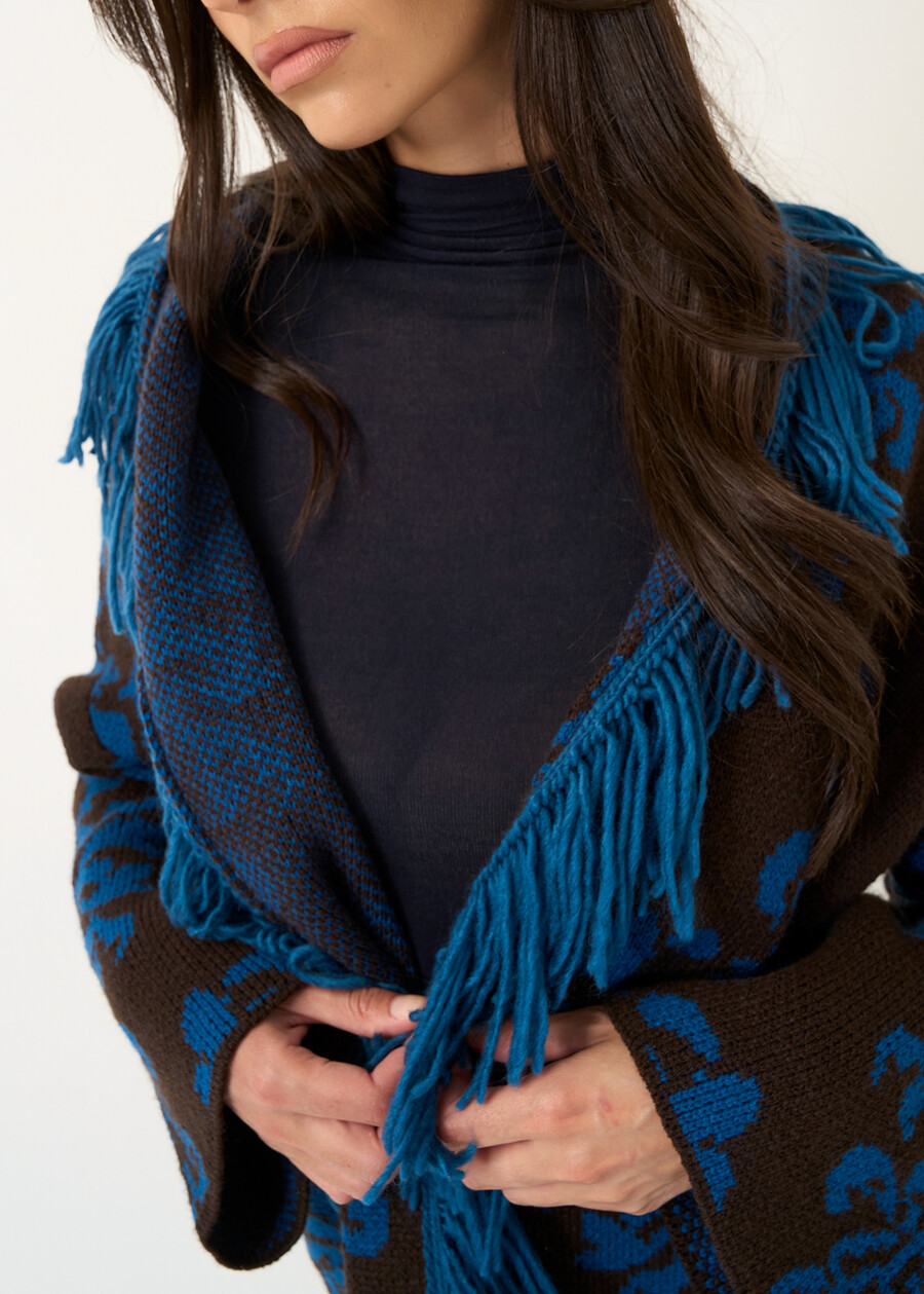 Micaela fringe jacquard cardigan MARRONENERO Woman , image number 3