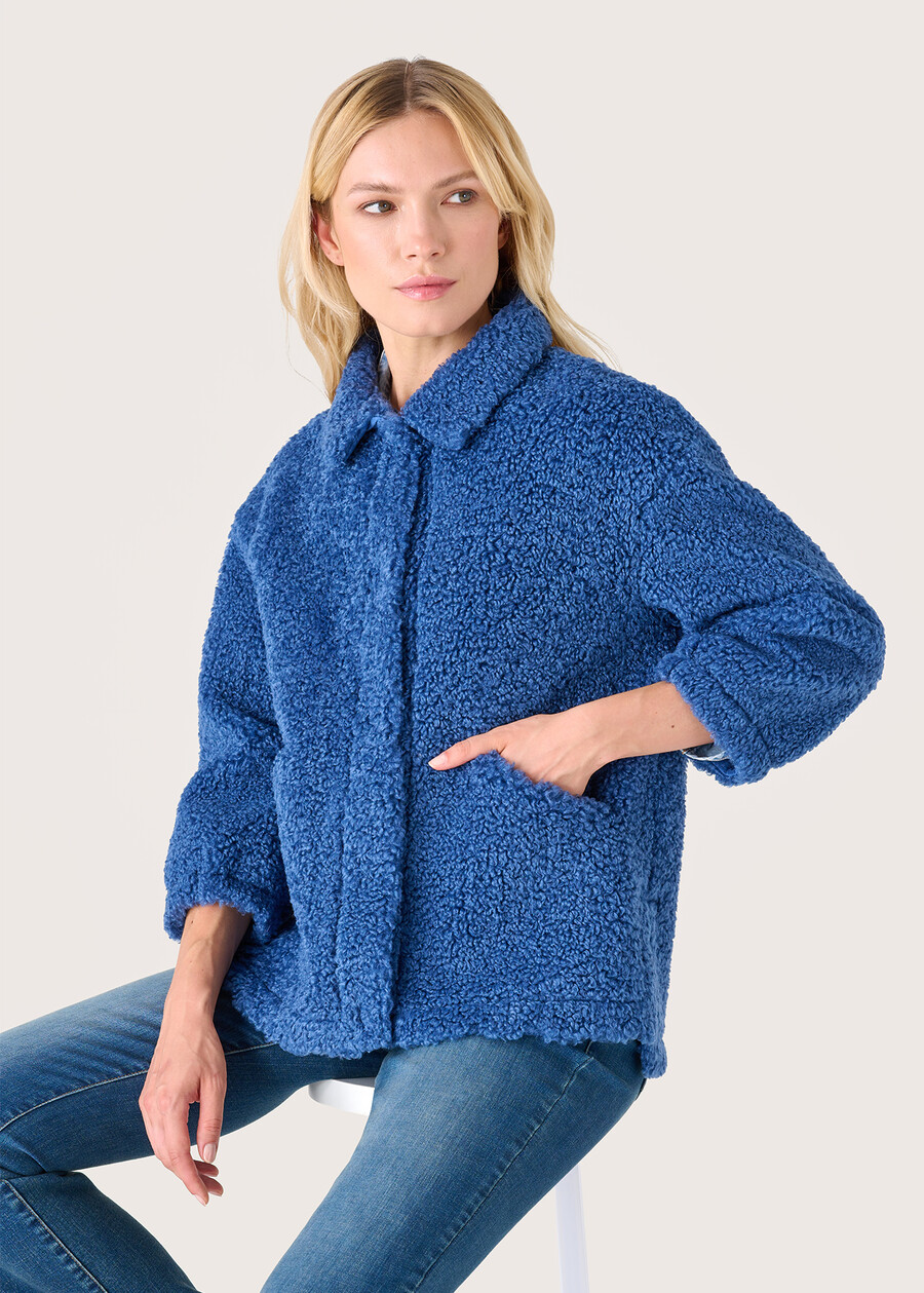 Gaetan astrakan effect jacket BLU AVION Woman , image number 1