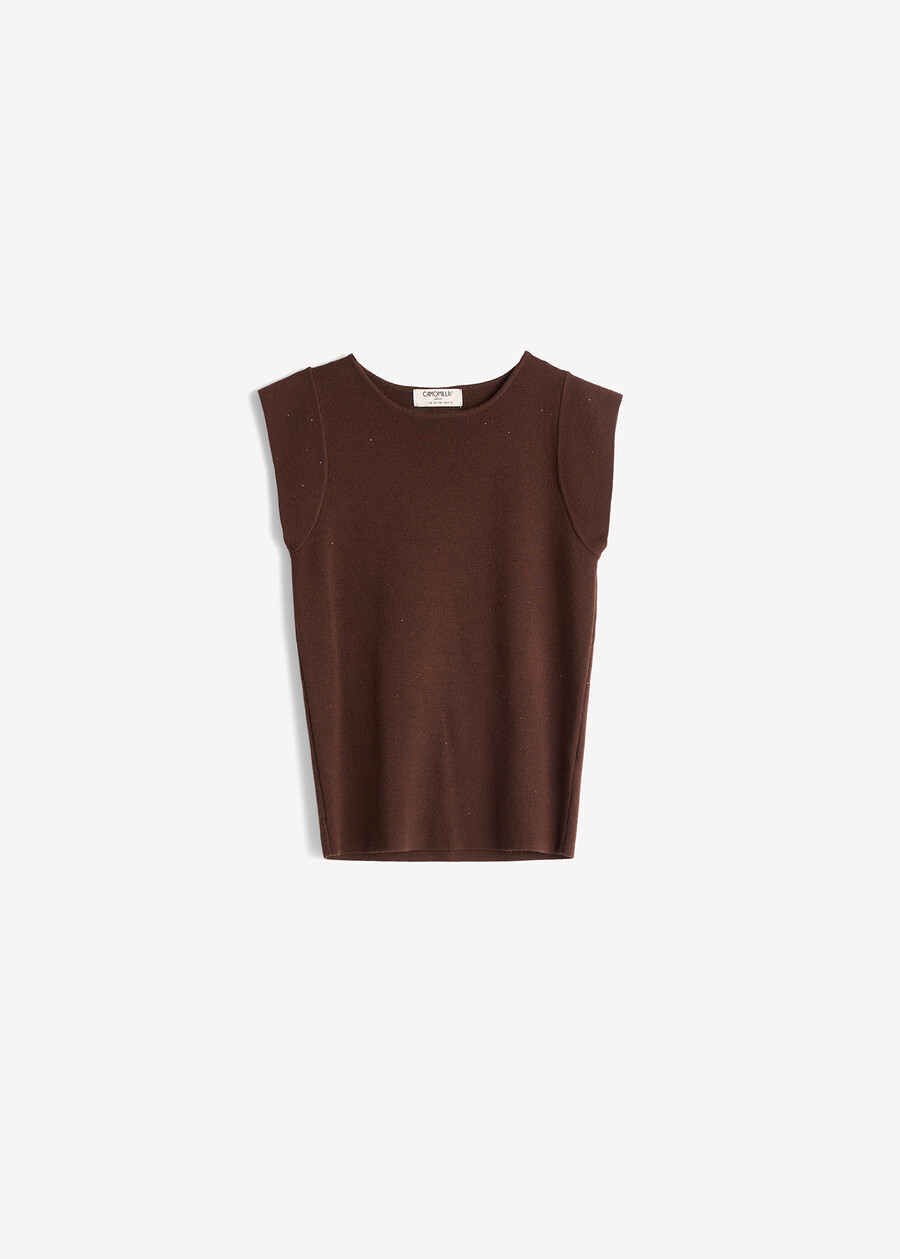 Top Toffee in maglia con micropaillettes MARRONE Donna , immagine n. 5