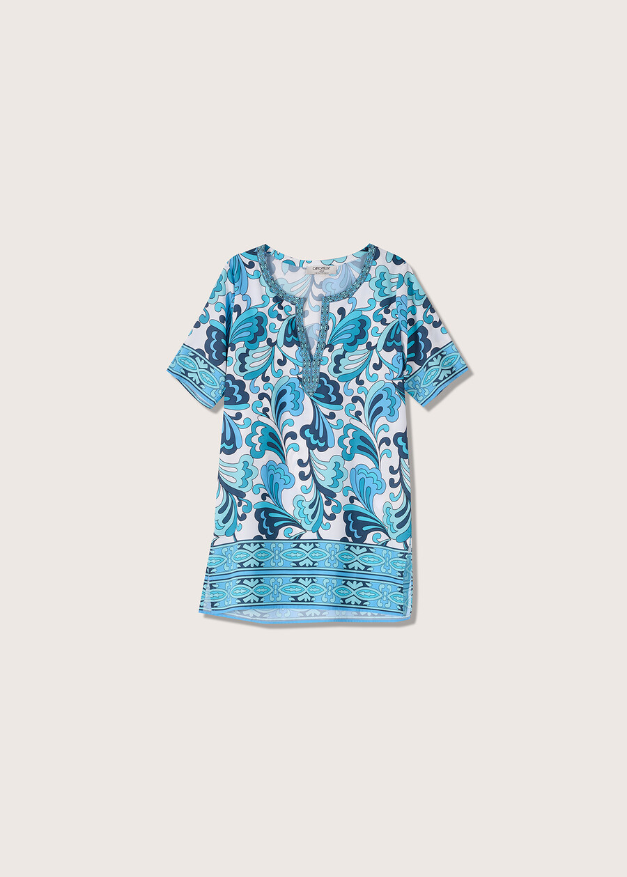 Kurta Claude in crepe BLUE TURCHESE Donna , immagine n. 5