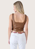 Tiara eco-leather top BEIGE DUNE Woman image number 4