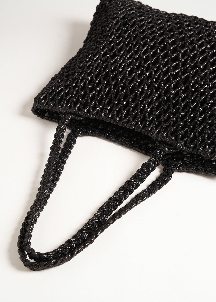 Barley metallic mesh shopping bag NERO BLACKMARRONE BRONZE Woman , image number 3