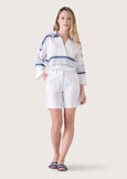 Baiano linen and cotton Bermuda shorts BIANCO WHITEBLUE OLTREMARE  Woman image number 1