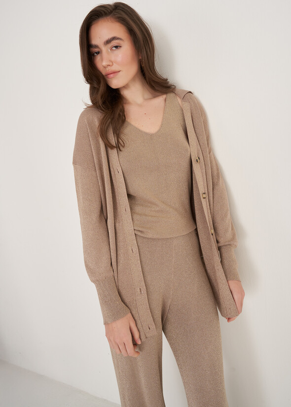 Cliff Lurex Knit Cardigan BEIGE SABBIA Woman null