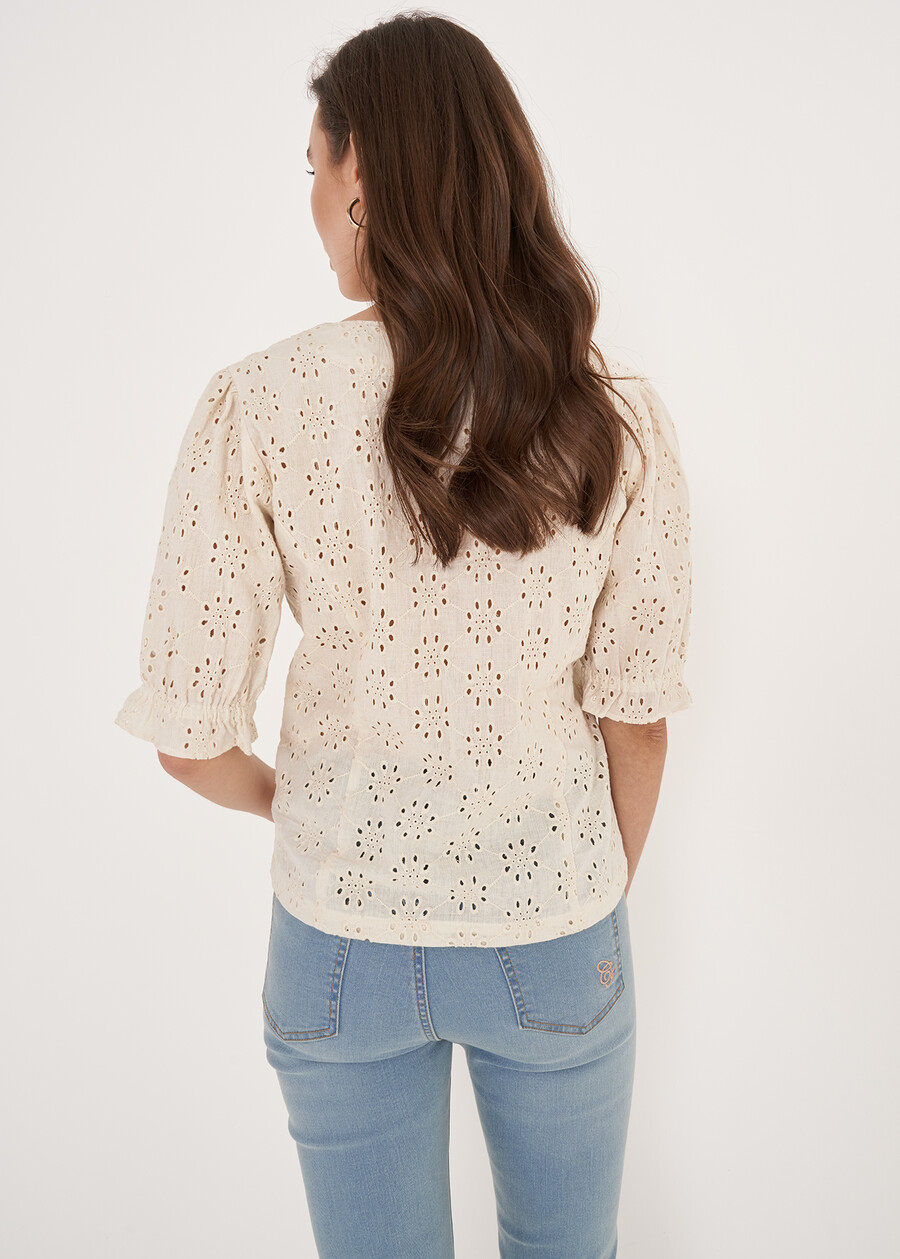 Camicia Candy In Pizzo Sangallo BIANCO BURRONERO BLACK Donna , immagine n. 3
